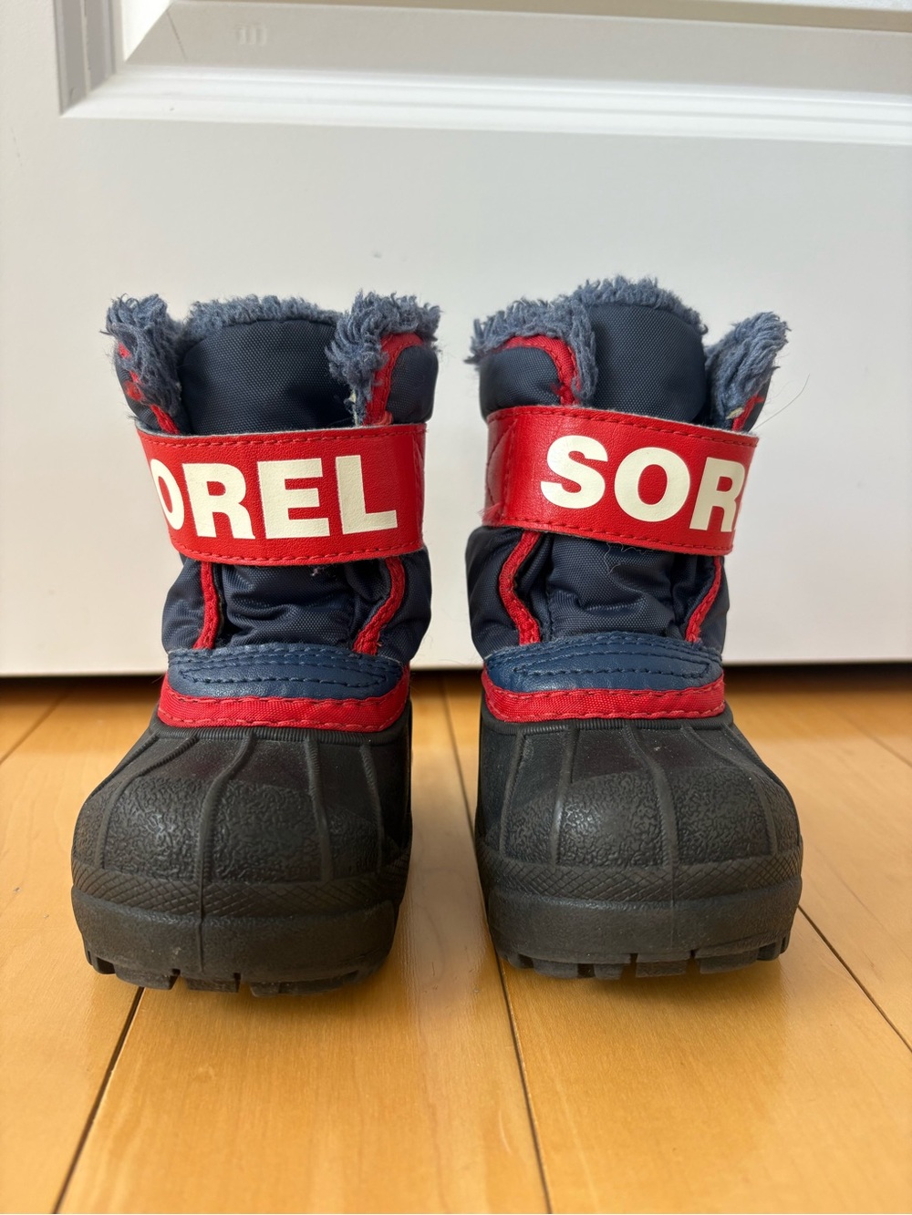 Sorel Navy and Red Kids Waterproof Snow Boots